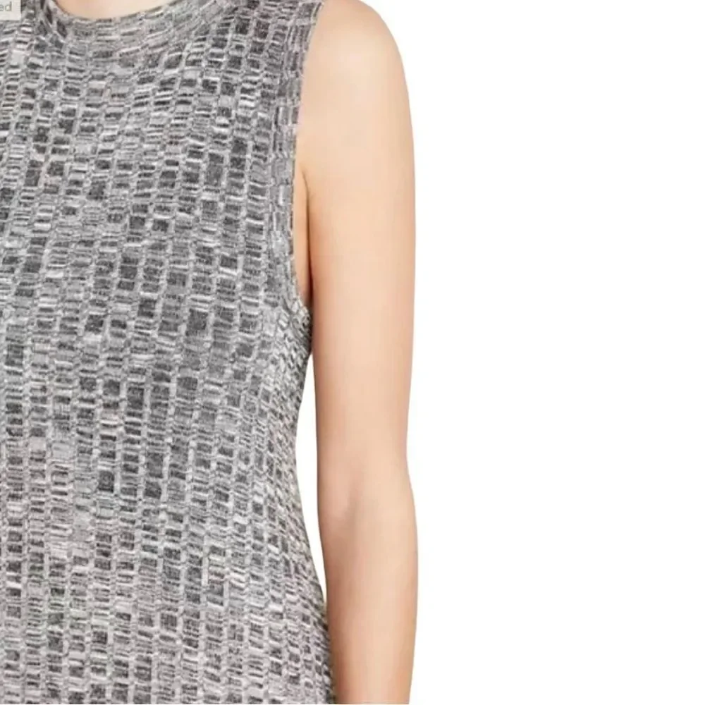 Maeve Anthropologie Emerson Swing Dress Gray Space Dye Knit Pockets Mock Neck S - Picture 11 of 14